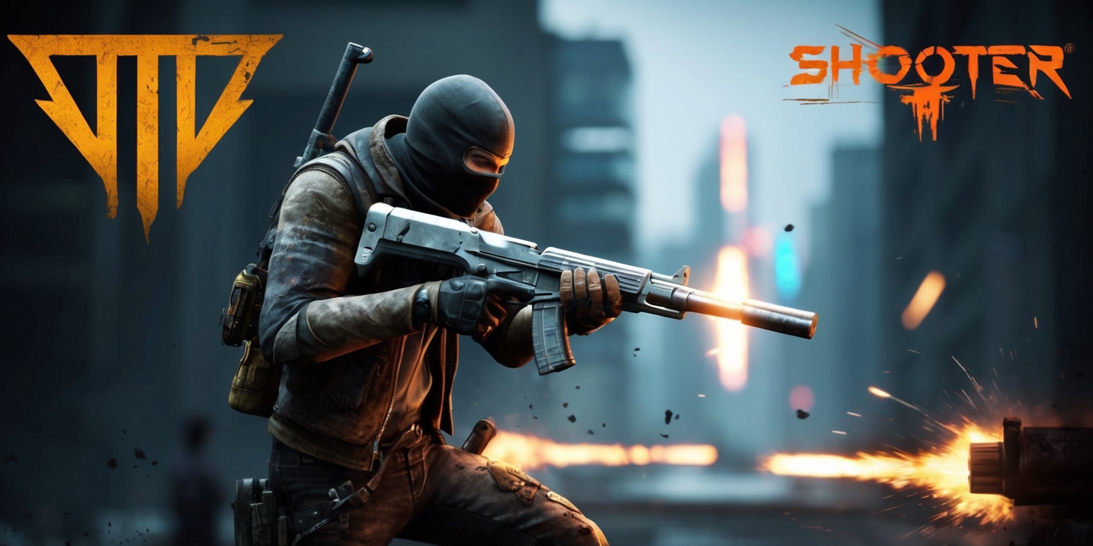 A gritty, high-octane, unannounced shooter game screenshot, set in a dark, dystopian cityscape with a blurred background, focusing on a lone, masked protagonist, with worn, earth-toned clothing and armor, wielding a sleek, metallic firearm, surrounded by explosions and flames, with a bold, golden font displaying the game's logo in the top left corner, and a faint, neon-lit skyline in the distance, illuminated by flashes of gunfire and muzzle flares, with the overall color palette consisting of muted grays, blues, and oranges, and the game's title and logo emblazoned across the top of the image in a stylized, futuristic font.